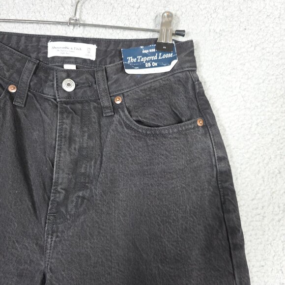 Abercrombie & Fitch Jeans Size 25/0R Black Tapered Loose High Rise Curve Love - Picture 5 of 12